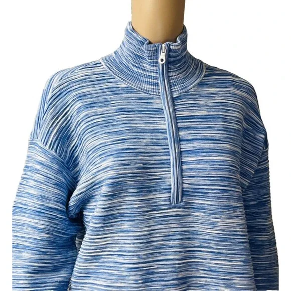Aerie Offline 1/4 Zip Pullover Marled Blue Size XS Excellent Condition Oversized - Picture 6 of 12